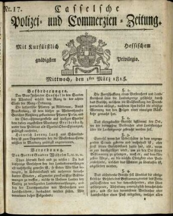 Nr. 17, Mittwoch, den 1sten Maerz 1815