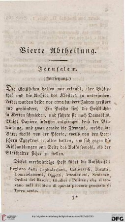 Vierte Abtheilung: Jerusalem (Fortsetzung)