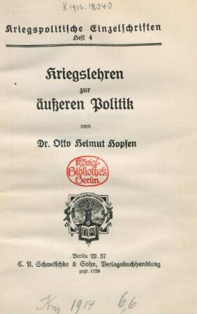 Kriegslehren zur äußeren Politik