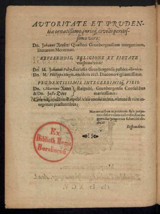 Autoritate Et Prudentia ornatißimo, jurisque civilis peritissimo viro: