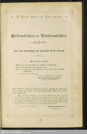Erbauliches und Beschauliches