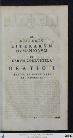 Orationum Tomus I.