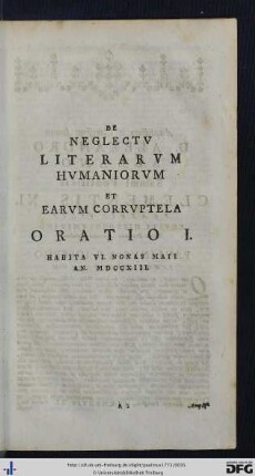 Orationum Tomus I.