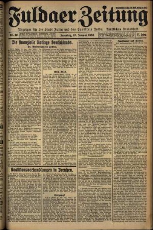 Ausgabe vom Samstag, den 25. Januar 1930.
