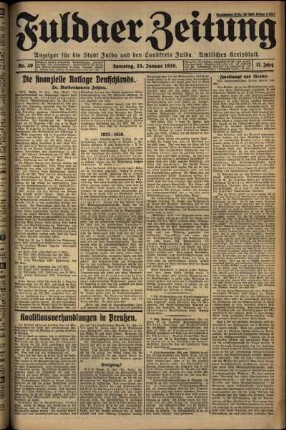 Ausgabe vom Samstag, den 25. Januar 1930.
