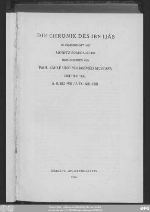 Teil 3: A.H. 872-906/A.D. 1468-1501