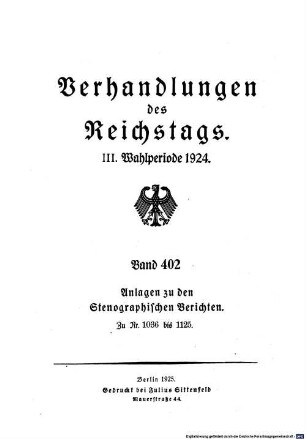Verhandlungen des Reichstages. Stenographische Berichte, 402. 1924