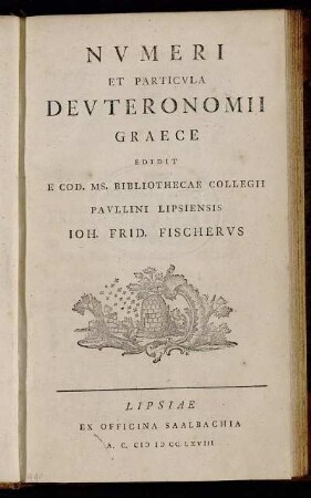 Nvmeri Et Particvla Devteronomii Graece