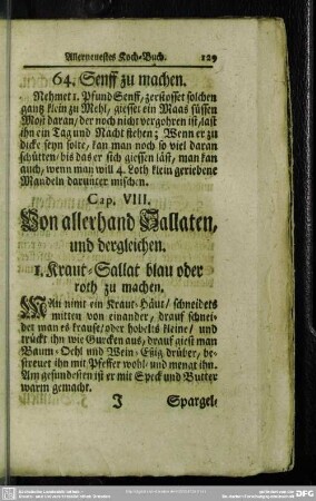 Cap. VIII. Von allerhand Sallaten und dergleichen