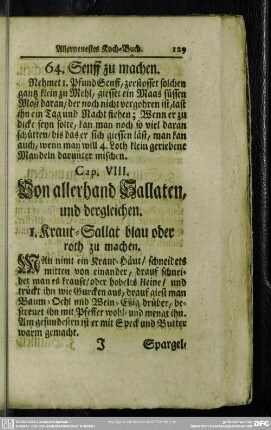 Cap. VIII. Von allerhand Sallaten und dergleichen