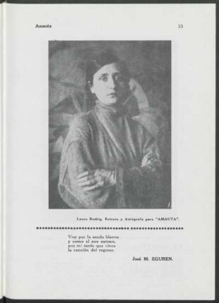 Laura Rodrig - Retrato y Autógrafa para "Amauta"