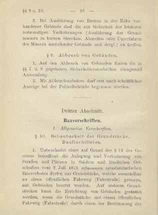 Dritter Abschnitt. Bauvorschriften