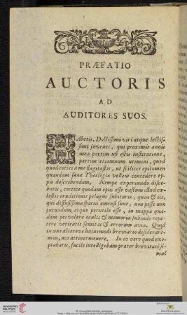 Præfatio Auctori ad Auditores suos