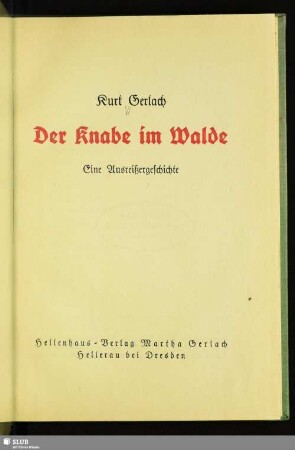 Der Knabe im Walde : eine Ausreißergeschichte