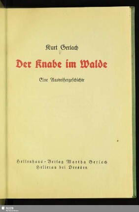 Der Knabe im Walde : eine Ausreißergeschichte