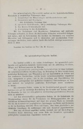 Das agronomisch-pedologische Institut