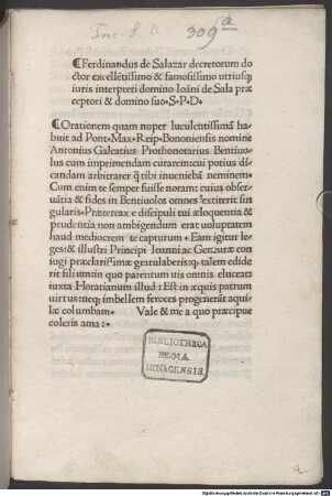 Oratio ad Alexandrum VI. nomine Bononiensium habita