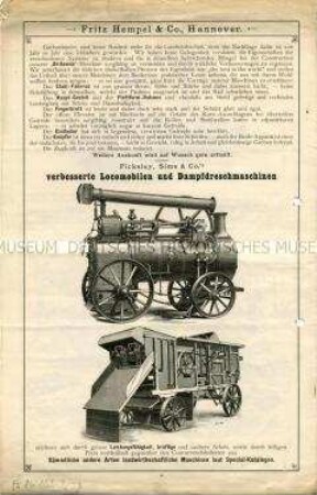 Breitdreschmaschinen, Göpel und Häckselmaschinen