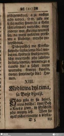 XIII. Modlitwa dyż rima, sa Boże dżjecżi