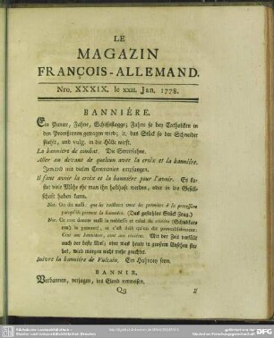 Nro. XXXIX. le XXII. Jan. 1778