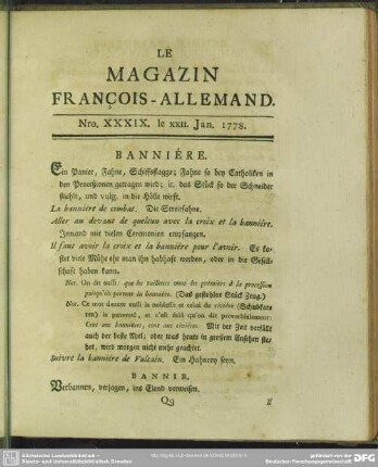 Nro. XXXIX. le XXII. Jan. 1778