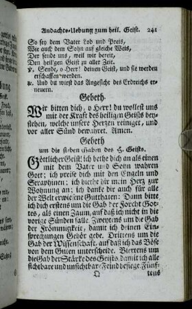 Gebeth um die sieben Gaben des H. Geists