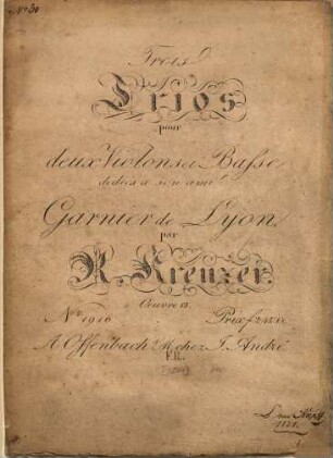 Trois trios pour deux violons et basse : oeuvre 15