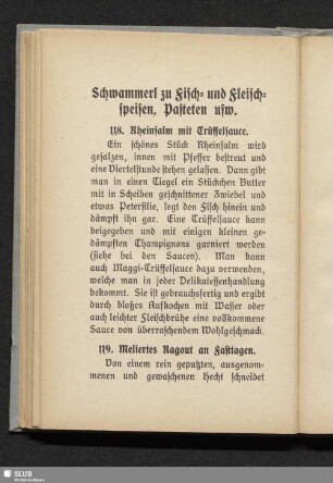 Schwammerl zu Fisch- und Fleischspeisen, Pasteten usw.
