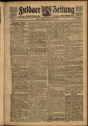 Zweite Ausgabe vom Mittwoch, den 21. August 1907.
