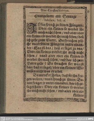 Evangelium am Sontage