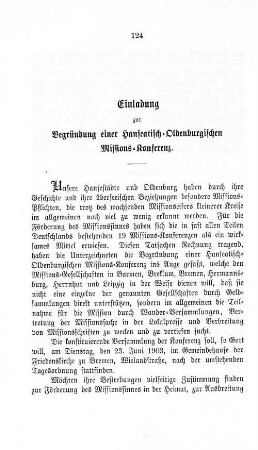 Einladung zur Begründung einer hanseatisch-oldenburgischen Missions-Konferenz