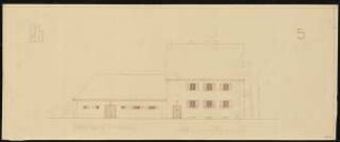 Garten am Postgebäude, Rheinsberg: Ansicht Westseite 1:100 (Zeichnung des Architekten)