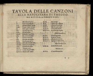 Tavola delle canzoni