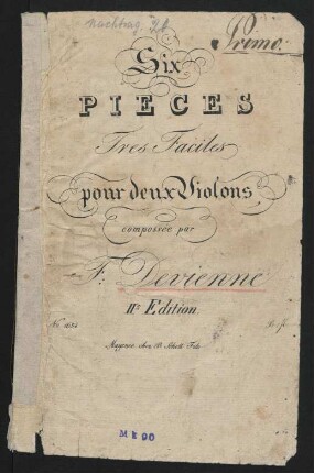 Six pièces très faciles pour deux violons : 2. ed.