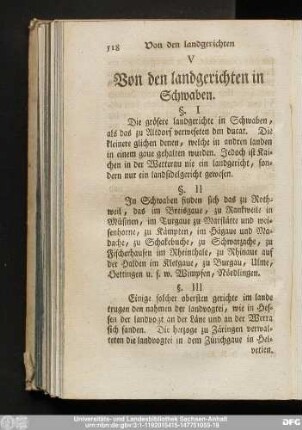 V Von den landgerichten in Schwaben.