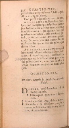 Quaestio XIX. De dono, timoris in duodecim articulos divisa.