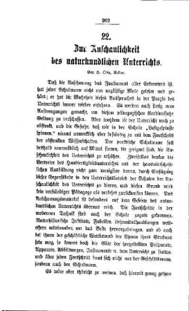 Zur Anschaulichkeit des naturkundlichen Unterrichts
