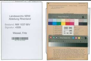 Entnazifizierung Fritz Wessel , geb. 15.06.1902 (Sparkasseninspektor)
