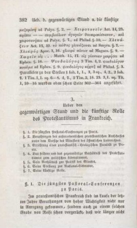382-398 Ueber den gegenwärtigen Stand und die künftige Rolle des Protestantismus in Frankreich