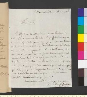 Brief von Hessen-Darmstadt, Luise Karoline Henriette Großherzogin von an Goethe, Johann Wolfgang von