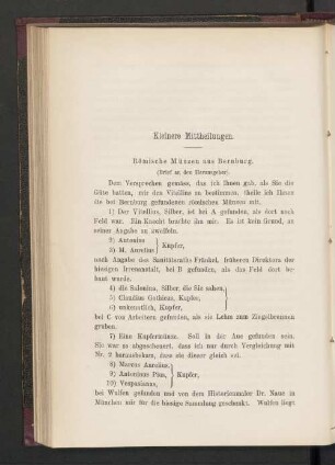 Kleinere Mittheilungen