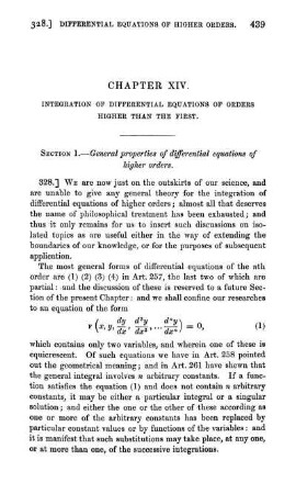 Chapter XIV. Integration of differential equations of orders higher than the first.