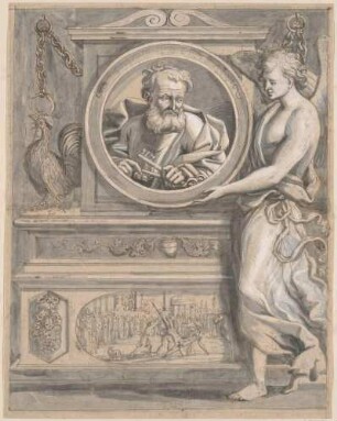 Wandfeldentwurf mit hl. Petrus und Kreuzigung Petri