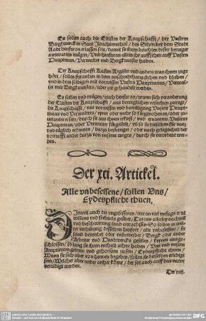Der XCI. Artickel. Alle unbesessene/sollen Uns/Eydespflicht thuen.