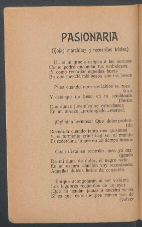 Pasionaria : (Hojas marchitas y recuerdos tristes)