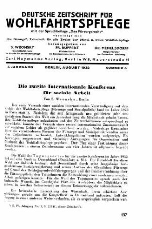 Die zweite Internationale Konferenz für soziale Arbeit