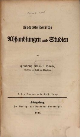 Rechtshistorische Abhandlungen und Studien, 1,1