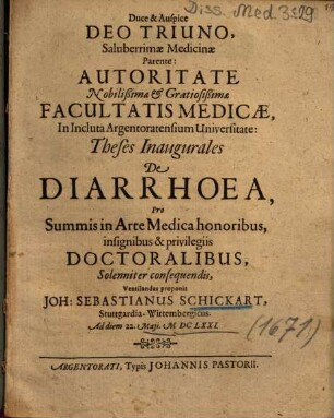 Theses Inaugurales De Diarrhoea