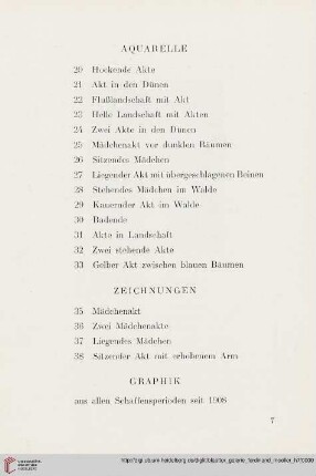Aquarelle / Zeichnungen / Graphik (Nr. 20 - 38)