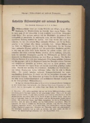 Katholische Missionstätigkeit und nationale Propaganda